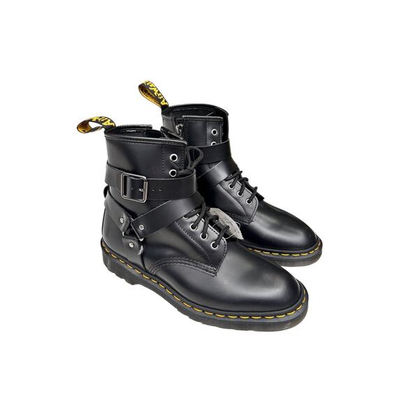 Dr Martens Boots Women's 9 Black Cristofor Leather Moto Harness Buckle - Picture 1 of 9